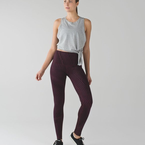 Lululemon Wunder Under Pant (Hi-Rise) Shifted Horizon Red Grape Black sz6 - Picture 1 of 4